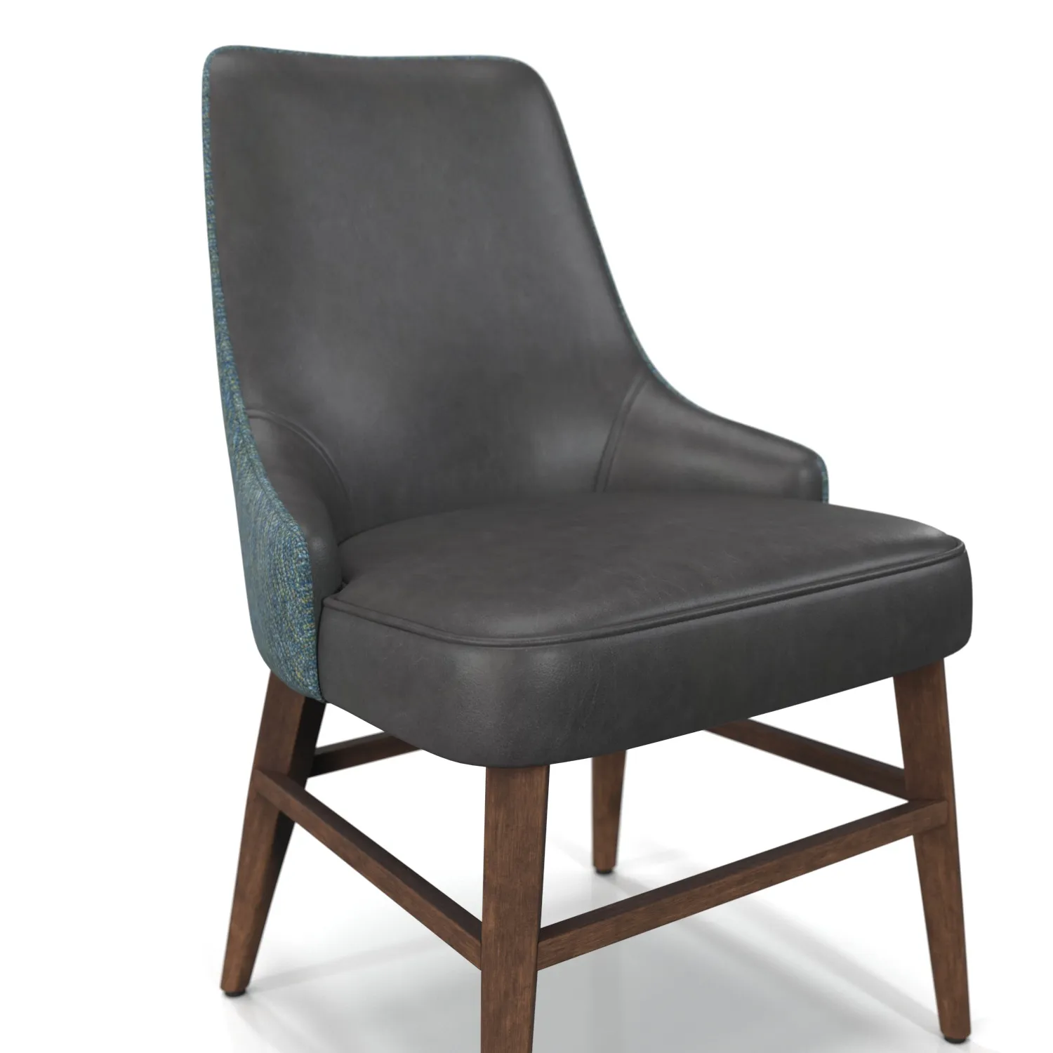 Leather Fabric Wood Base Dining Chair PBR 3D Model_05